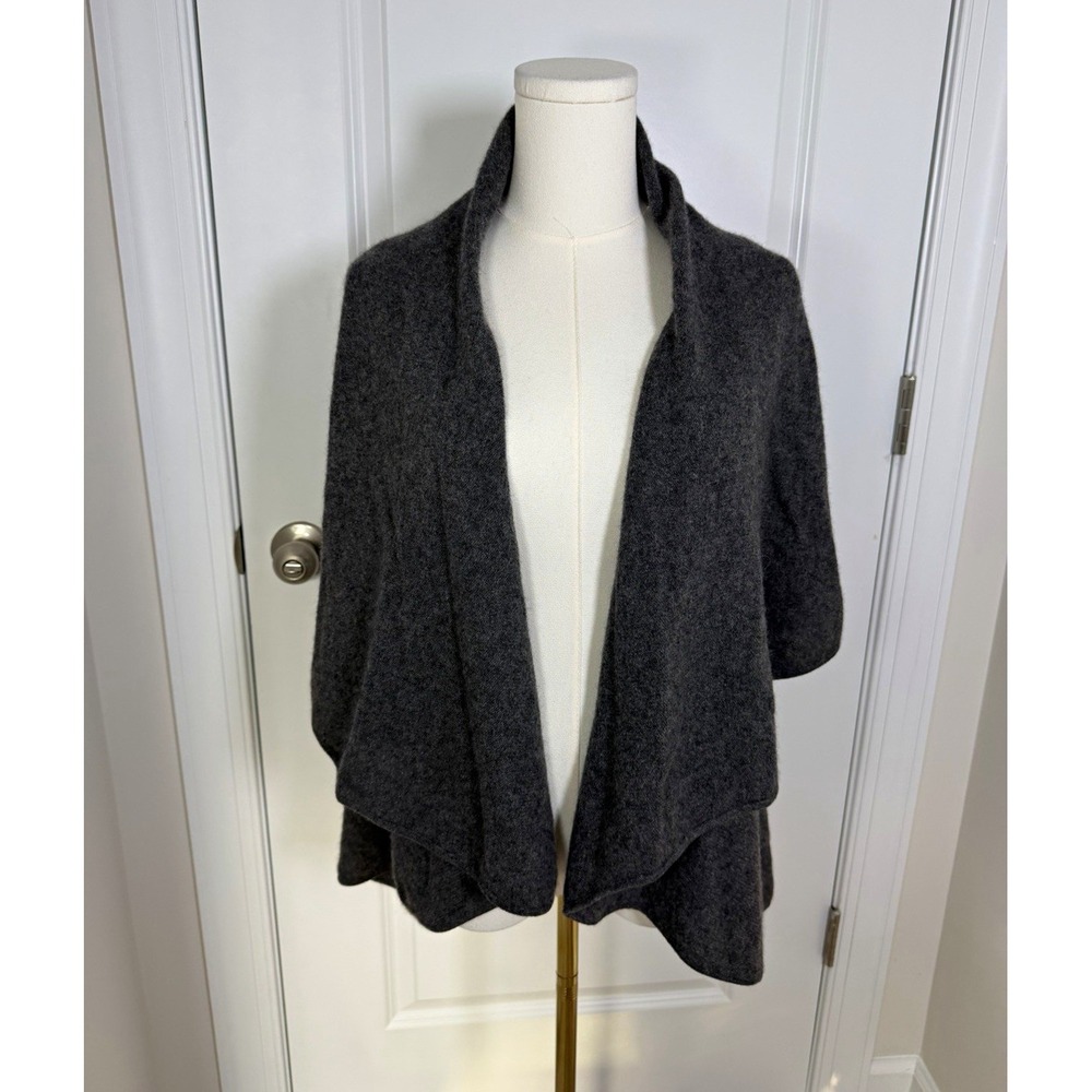 Women's 100% Cashmere Shawl/Wrap/Cardigan Gray Size S/M Minimalist Boho NWT